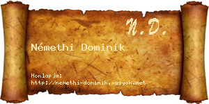 Némethi Dominik névjegykártya